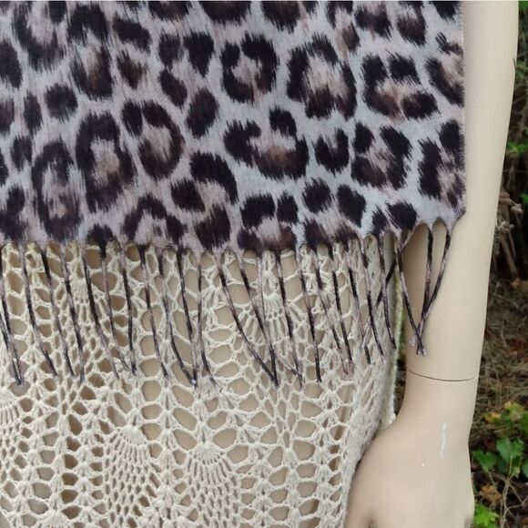 NWOT PRESTON & YORK Leopard Print 100% Acrylic Scarf Wrap with Fringe - Picture 4 of 13